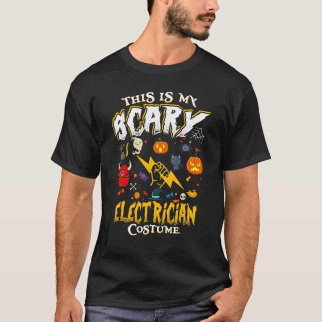 Camiseta Este É O Meu Assustador Elétrico, Halloween (Frente)