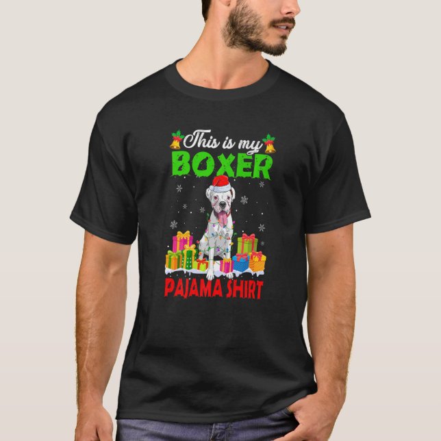 Camiseta Este É O Meu Cachorro De Boxeiro De Natal Do Pajam (Frente)