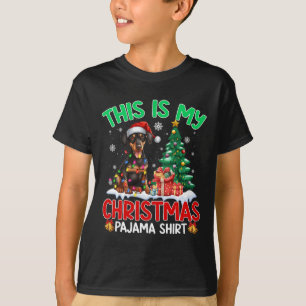Camiseta Este É O Meu Cachorro De Pajama Doberman De Natal 