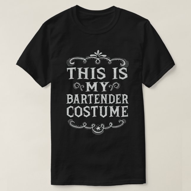 Camiseta Este É O Meu Costume De Barman Engraçado Halloween (Frente do Design)