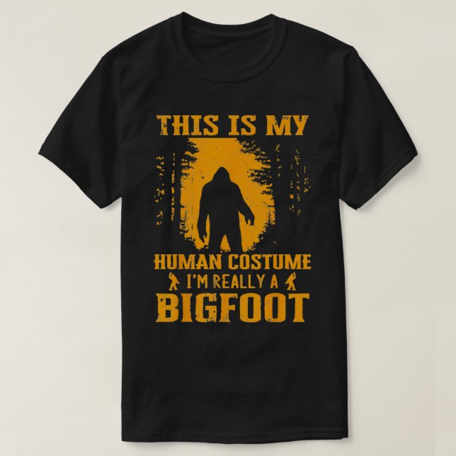 Camiseta Este É O Meu Costume Humano Sasquatch Bigfoot Engr (Frente do Design)