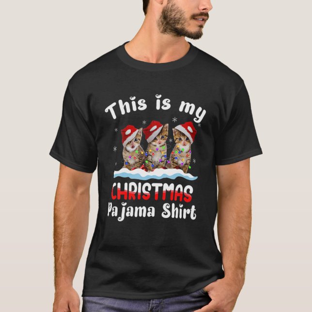 Camiseta Este É O Meu Cristo Engraçado Do Gato Pajama De Na (Frente)