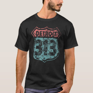 Camiseta Este é o meu Detroit 313 Michigan Distressed