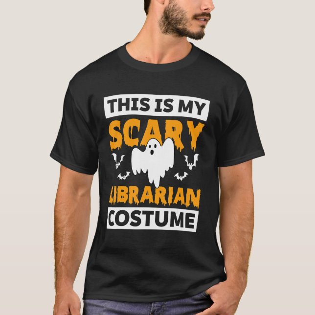Camiseta Este É O Meu Fantasma De Bibliotecário Assustador, (Frente)