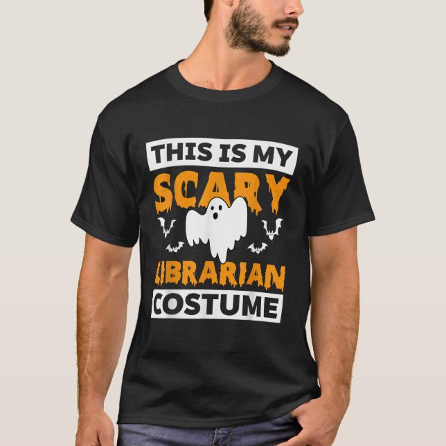 Camiseta Este É O Meu Fantasma De Bibliotecário Assustador, (Frente)