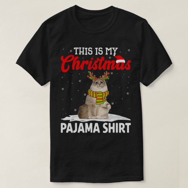 Camiseta Este É O Meu Gato De Pajama Ragdoll De Natal (Frente do Design)