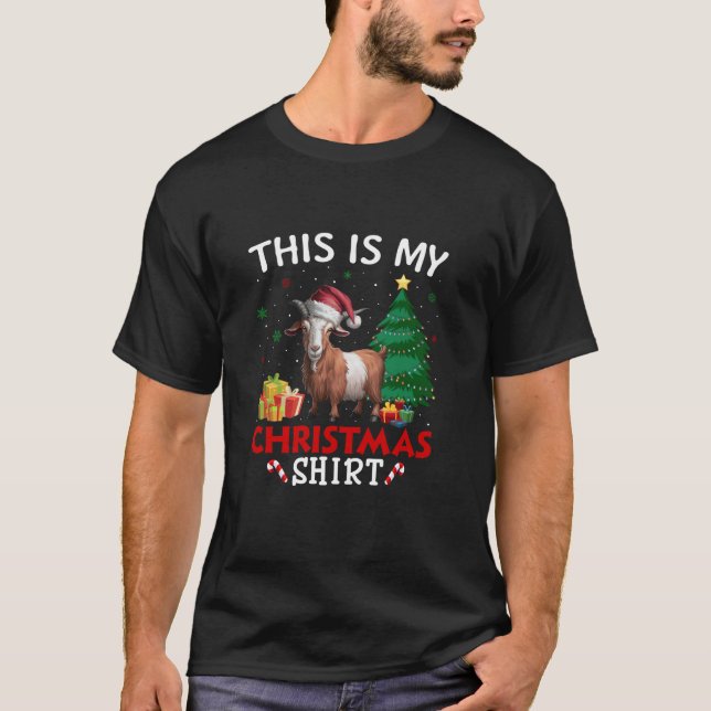 Camiseta Este é o meu Goat Santa Hat Natal Pajama T Shirt (Frente)