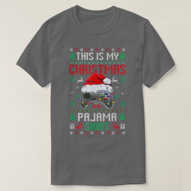 Camiseta Este É O Meu Jogo De Vídeo Pajama Santa Hat S De N (Frente do Design)
