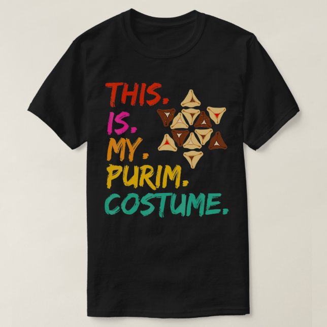 Camiseta Este é o meu Judeu de Costume de Purim Hamantasche (Frente do Design)