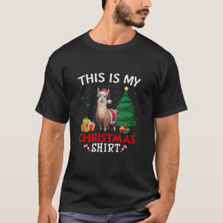 Camiseta Este é o meu Llama Santa Hat Natal Pajama T Shir