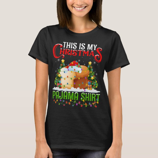 Camiseta Este É O Meu Natal - Comida De Pão De Pajama (Frente)