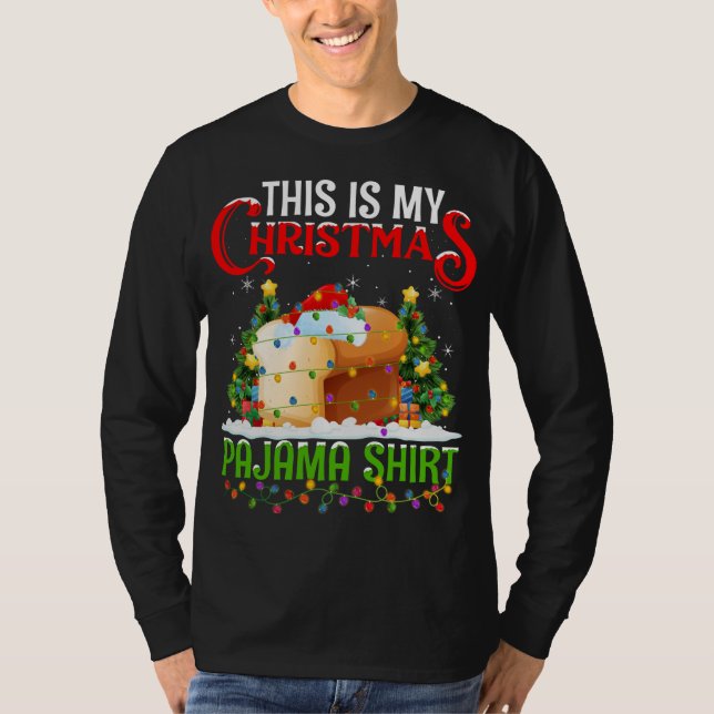 Camiseta Este É O Meu Natal - Comida De Pão De Pajama (Frente)