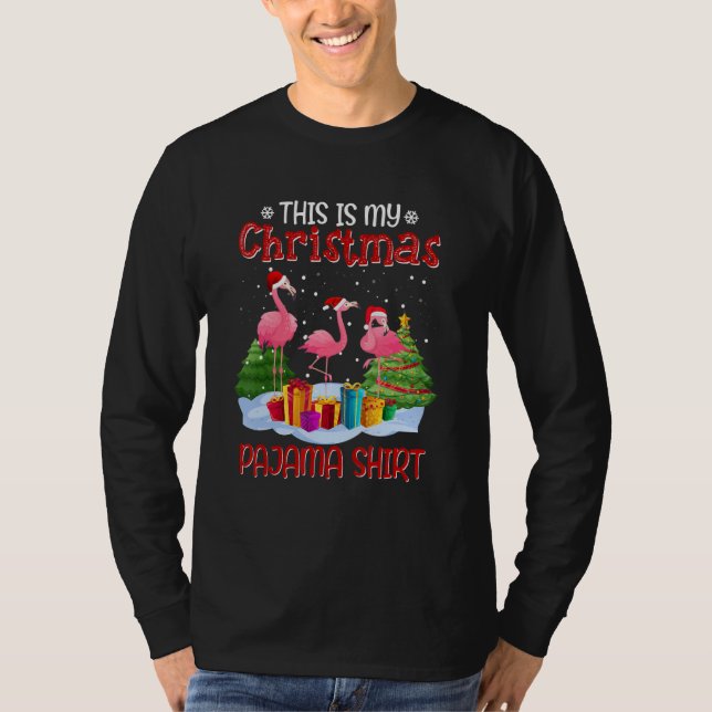 Camiseta Este É O Meu Natal Da Família Pajama Flamingo Xmas (Frente)