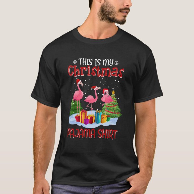 Camiseta Este É O Meu Natal Da Família Pajama Flamingo Xmas (Frente)