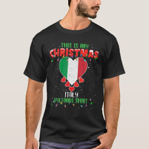 Camiseta Este É O Meu Natal Luzes Adoram A Itália Bandeir