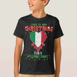 Camiseta Este É O Meu Natal Luzes Adoram A Itália Bandeira