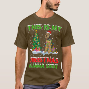 Camiseta Este É O Meu Natal Pajama Airedale Terrier Chri