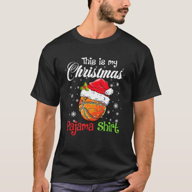 Camiseta Este É O Meu Natal Pajama Basquetebol 1 Papai noel (Frente)