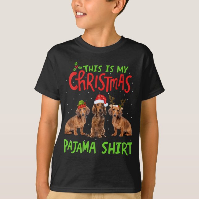 Camiseta Este É O Meu Natal Pajama Dachshund Gift Papais no (Frente)