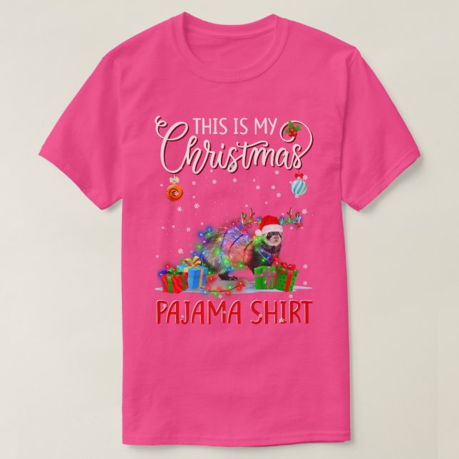 Camiseta Este é o meu Natal Pajama Ferret Lig (Frente do Design)