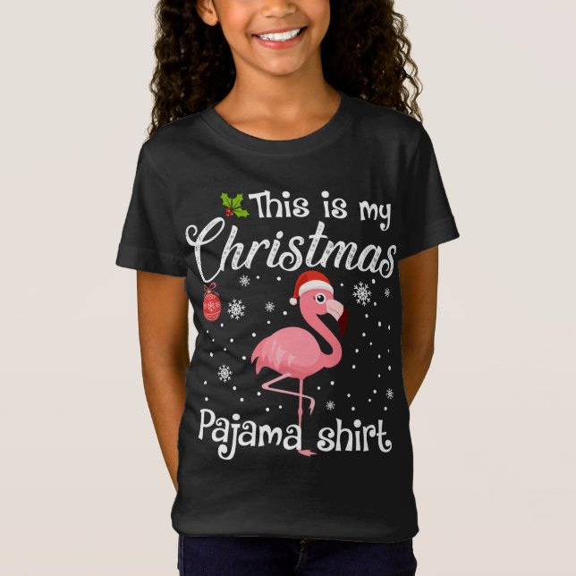 Camiseta Este É O Meu Natal Pajama Flamingo Lover Xmas (Frente)