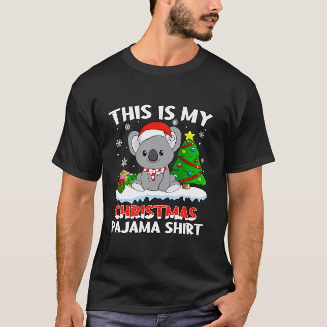 Camiseta Este É O Meu Natal Pajama Koala Santa Hat Girls (Frente)