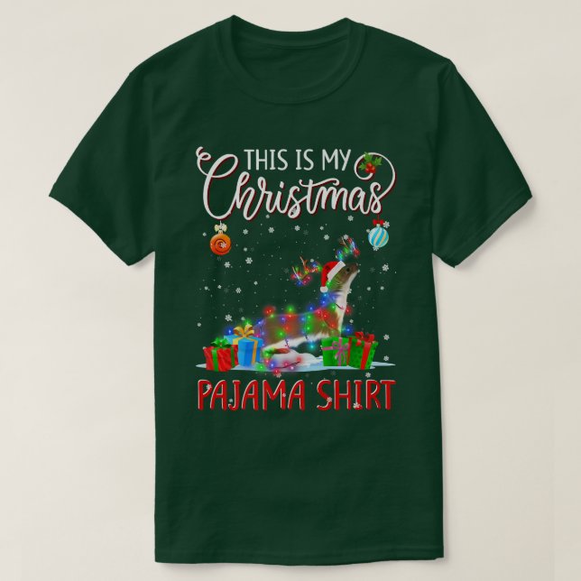 Camiseta Este é o meu Natal Pajama Otters Christmas Ligh (Frente do Design)