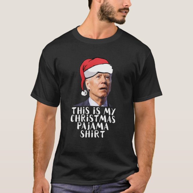 Camiseta Este É O Meu Natal Pajama Santa Hat Joe Biden Xm (Frente)