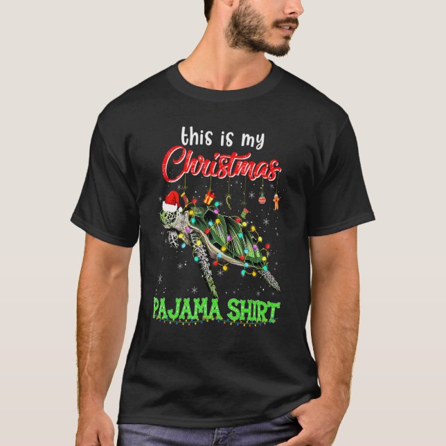 Camiseta Este É O Meu Natal, Pajama Sea Turtle No Natal (Frente)