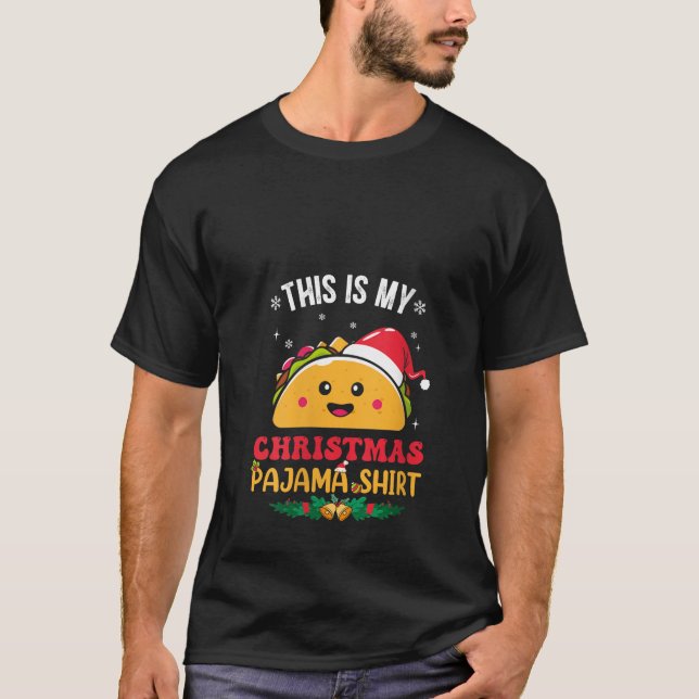 Camiseta Este é o meu Natal Pajama Shirt Taco V Neck (Frente)