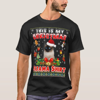 Camiseta Este É O Meu Natal Pajama Siamese Cat Ugly Swea