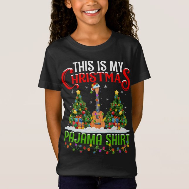 Camiseta Este É O Meu Natal Pajama Ukulele Music Christma (Frente)