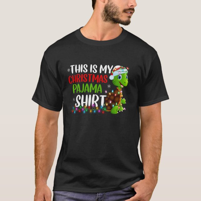 Camiseta Este é o meu Natal Pajama Xmas Lighting Turtle C (Frente)