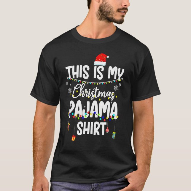 Camiseta Este É O Meu Natal Pajama Xmas String Lights (Frente)