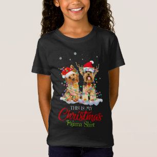 Camiseta Este É O Meu Natal Pajama Yorkie Santa Hat Light