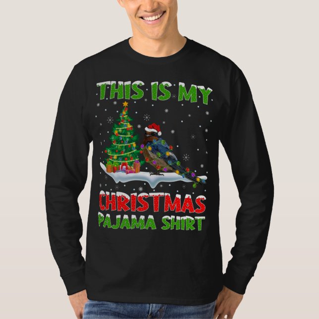 Camiseta Este É O Meu Natal Pjama Engole O Pássaro De Natal (Frente)