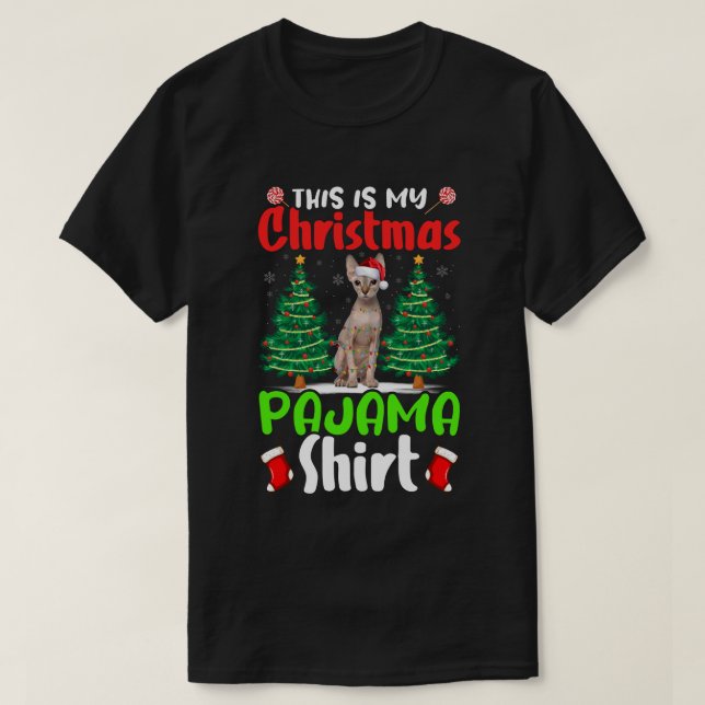 Camiseta Este É O Meu Pajama De Natal Sphynx Cat Chris (Frente do Design)
