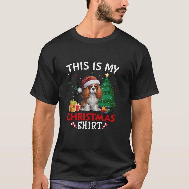 Camiseta Este é o meu Papai noel Cavalier King Charles Span (Frente)