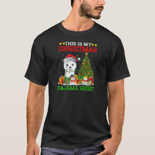 Camiseta Este É O Meu Pijama De Árvore De Natal Samoyed Dog