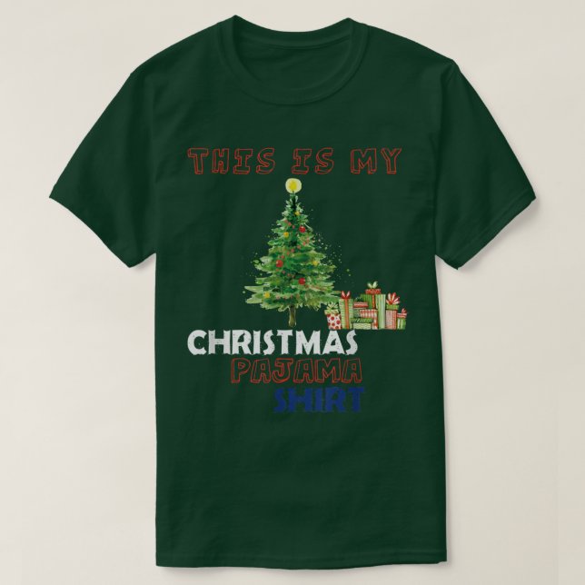 Camiseta Este é o meu pijama de Natal Árvore de Natal Snow  (Frente do Design)