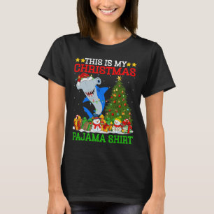 Camiseta Este É O Meu Pijama De Natal Chri De Tubarão De Ha