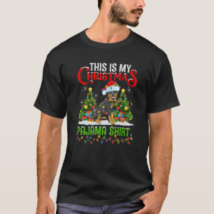 Camiseta Este É O Meu Pijama De Natal Iluminando Rottweiler