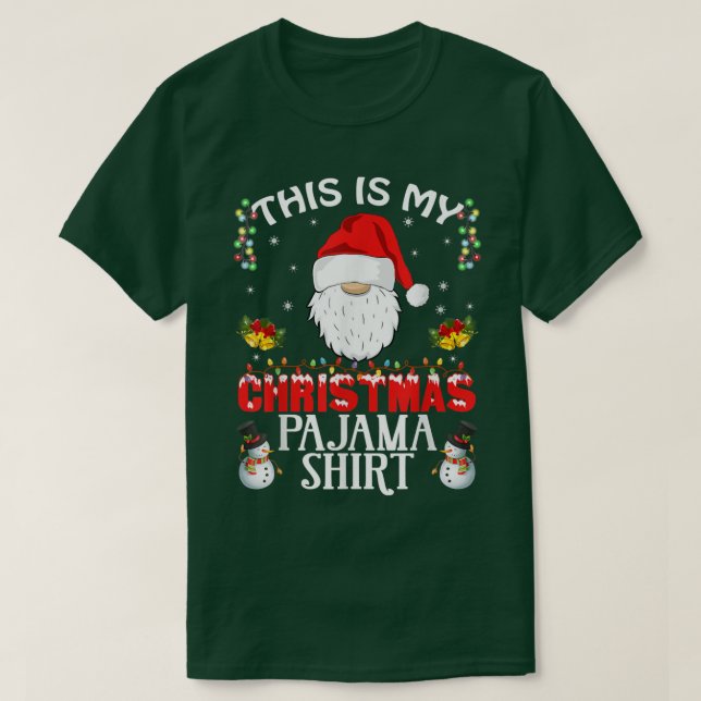 Camiseta Este é o meu pijama de Natal Luzes de Natal Gnome  (Frente do Design)