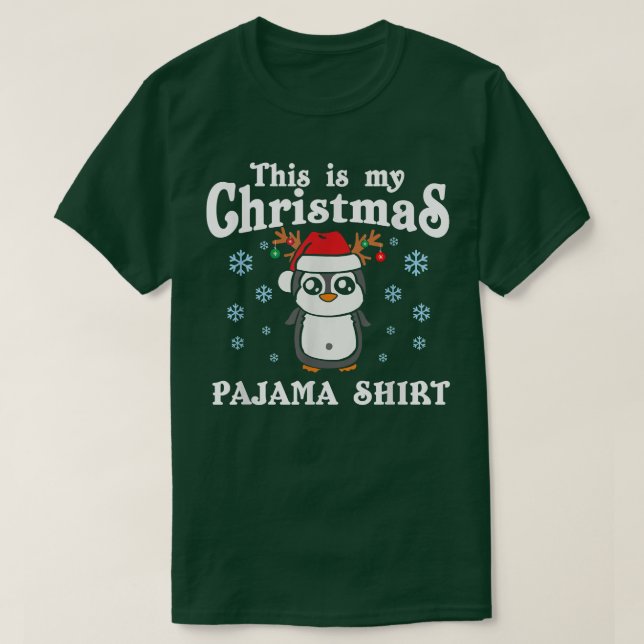 Camiseta Este É O Meu Pinguim De Natal Pajama Santa Hat Sno (Frente do Design)