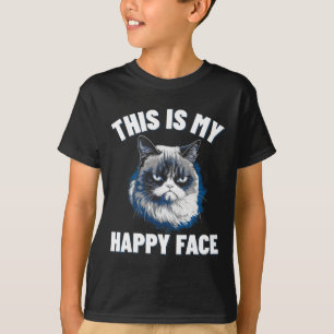 Camiseta Este É O Meu Rosto Feliz - Gato Engraçado Com Rost