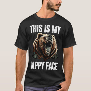 Camiseta Este É O Meu Rosto Feliz Urso Engraçado Floresta G