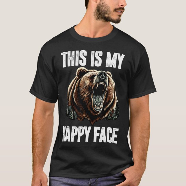 Camiseta Este É O Meu Rosto Feliz Urso Engraçado Floresta G (Frente)