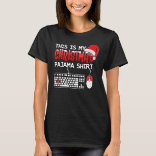 Camiseta Este É O Meu Teclado De Jogos Do Pajama De Natal