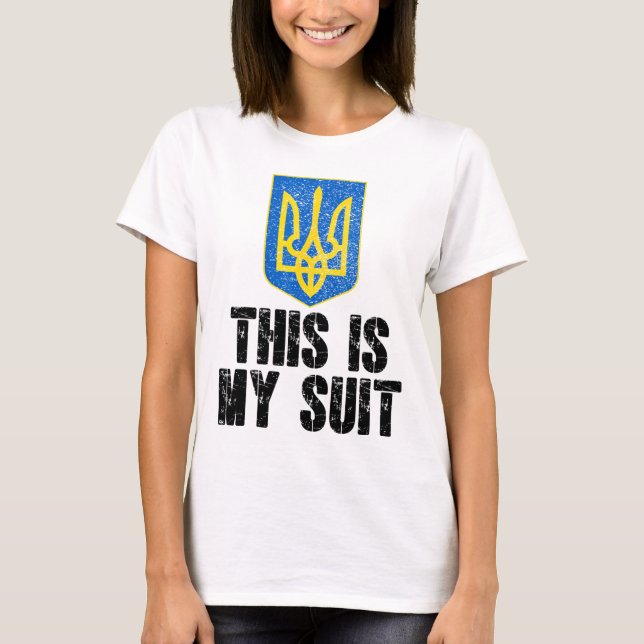 Camiseta Este é o meu terno Apoio à Ucrânia Tridente Ucrani (Frente)