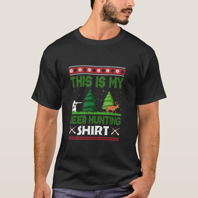 Camiseta Este É O Meu Veado Caçando Uma Capa Longa De Natal (Frente)